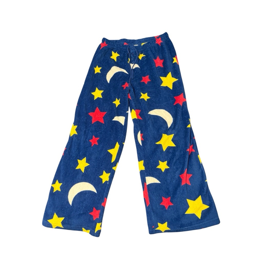 Blue Star and Moon Fluffy PJ Pants Size XL Womens Pajamas